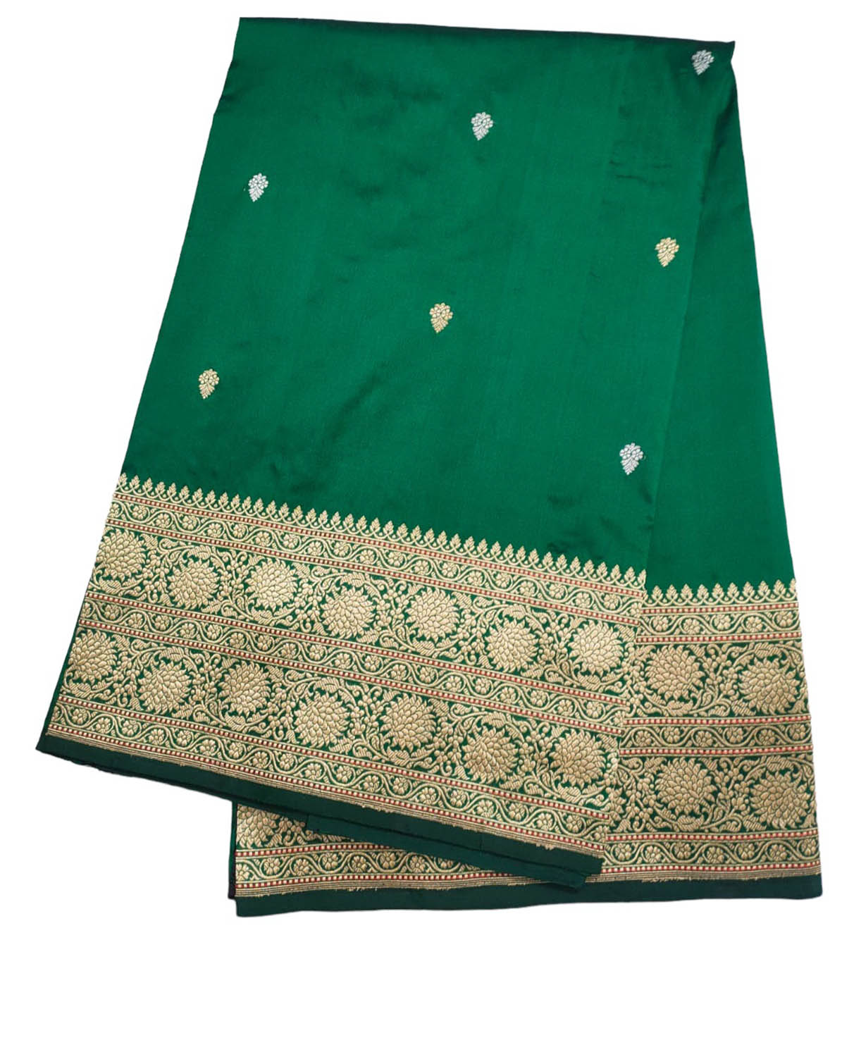 Green Handloom Banarasi Pure Katan Silk Saree - Luxurion World