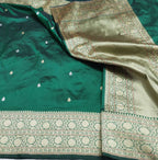 Green Handloom Banarasi Pure Katan Silk Saree - Luxurion World