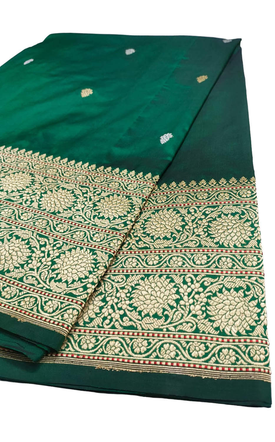 Green Handloom Banarasi Pure Katan Silk Saree - Luxurion World