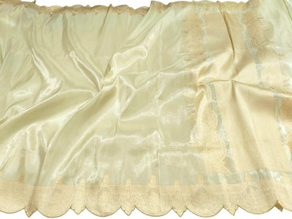 Pastel Handloom Banarasi Pure Tissue Katan Silk Scalloped Border Saree