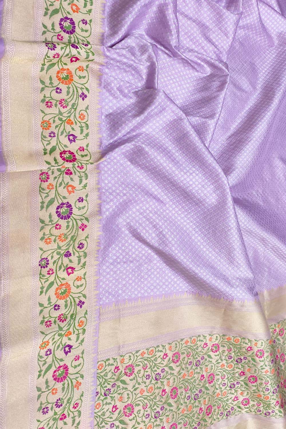 Purple Handloom Banarasi Pure Katan Silk Saree - Luxurion World