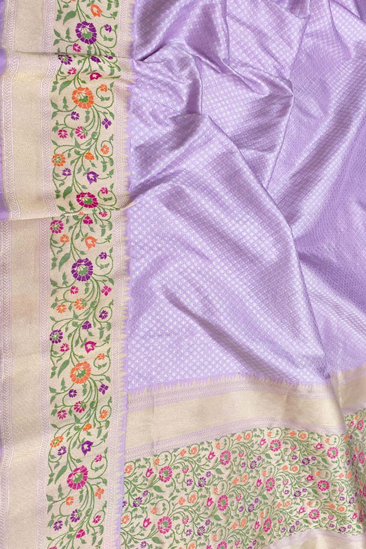 Purple Handloom Banarasi Pure Katan Silk Saree - Luxurion World
