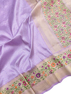 Purple Handloom Banarasi Pure Katan Silk Saree - Luxurion World