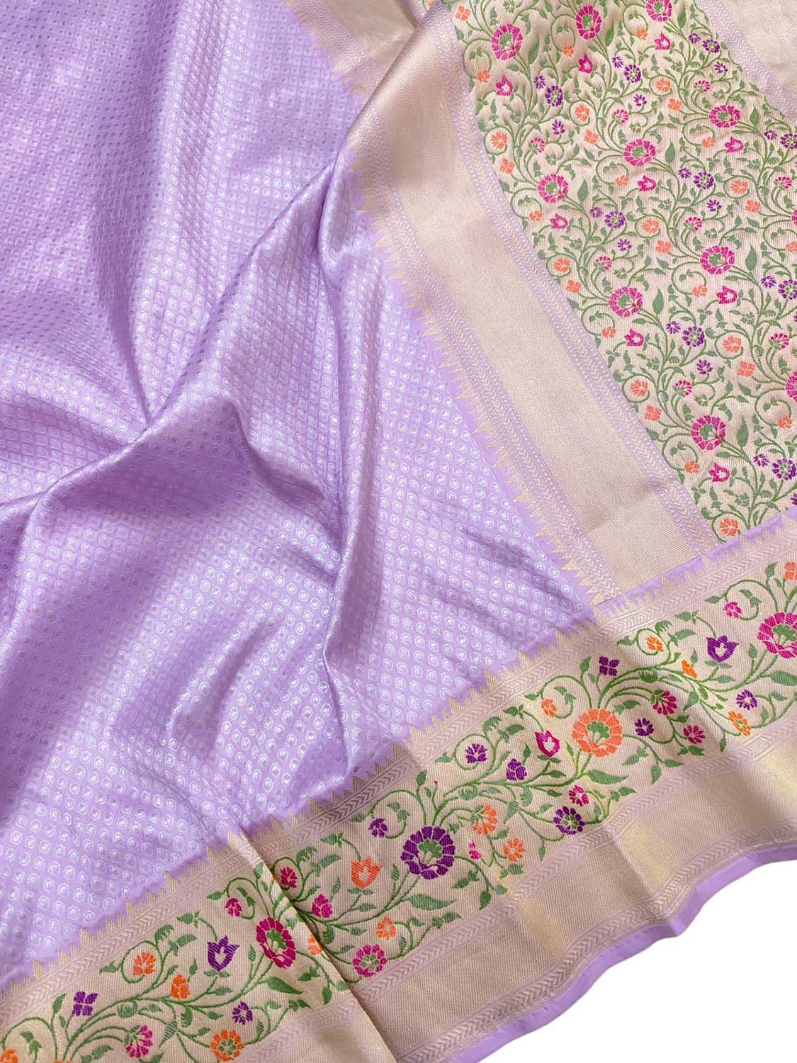 Purple Handloom Banarasi Pure Katan Silk Saree - Luxurion World