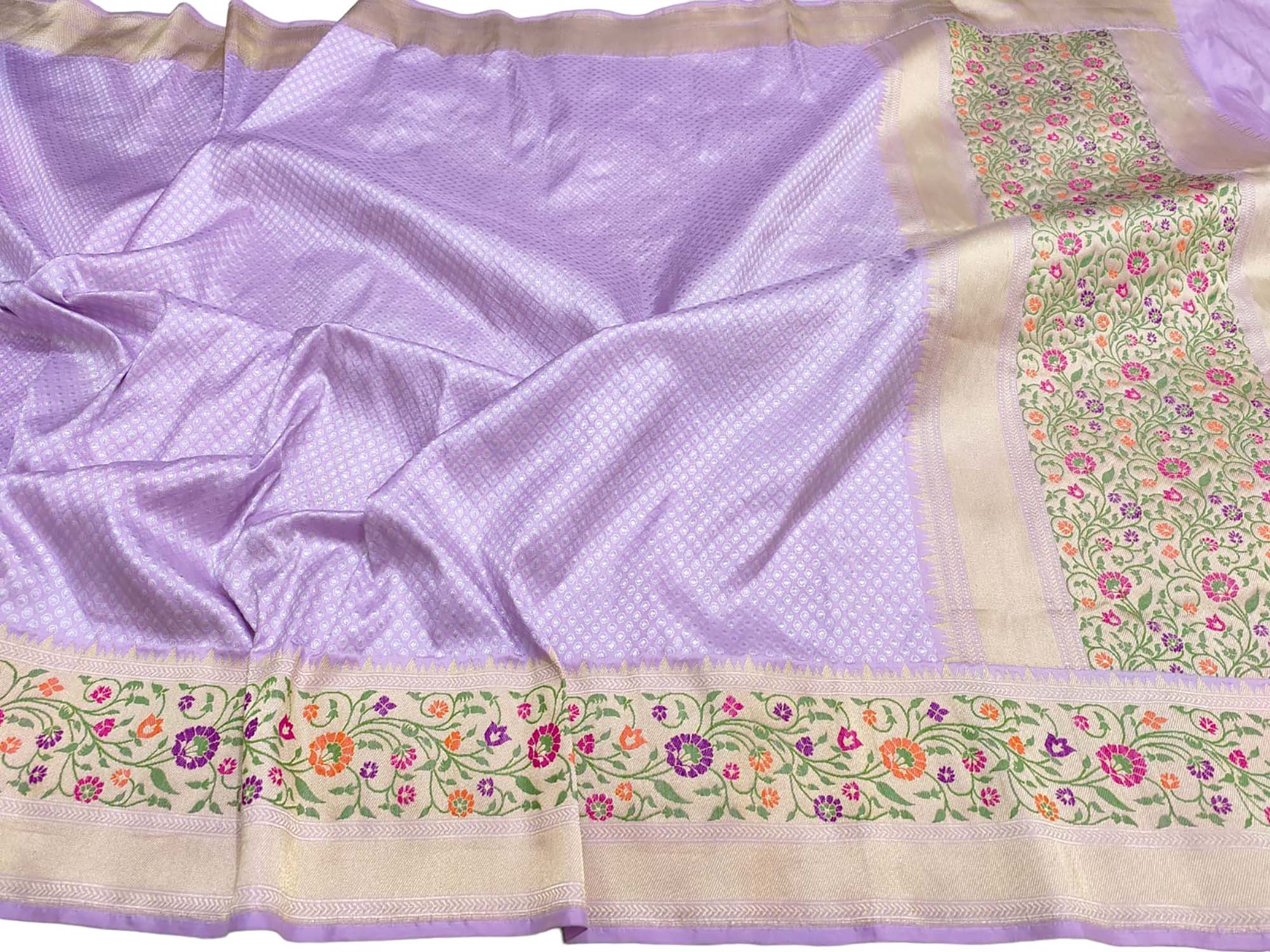 Purple Handloom Banarasi Pure Katan Silk Saree - Luxurion World