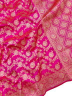 Pink Handloom Banarasi Pure Katan Silk Saree - Luxurion World
