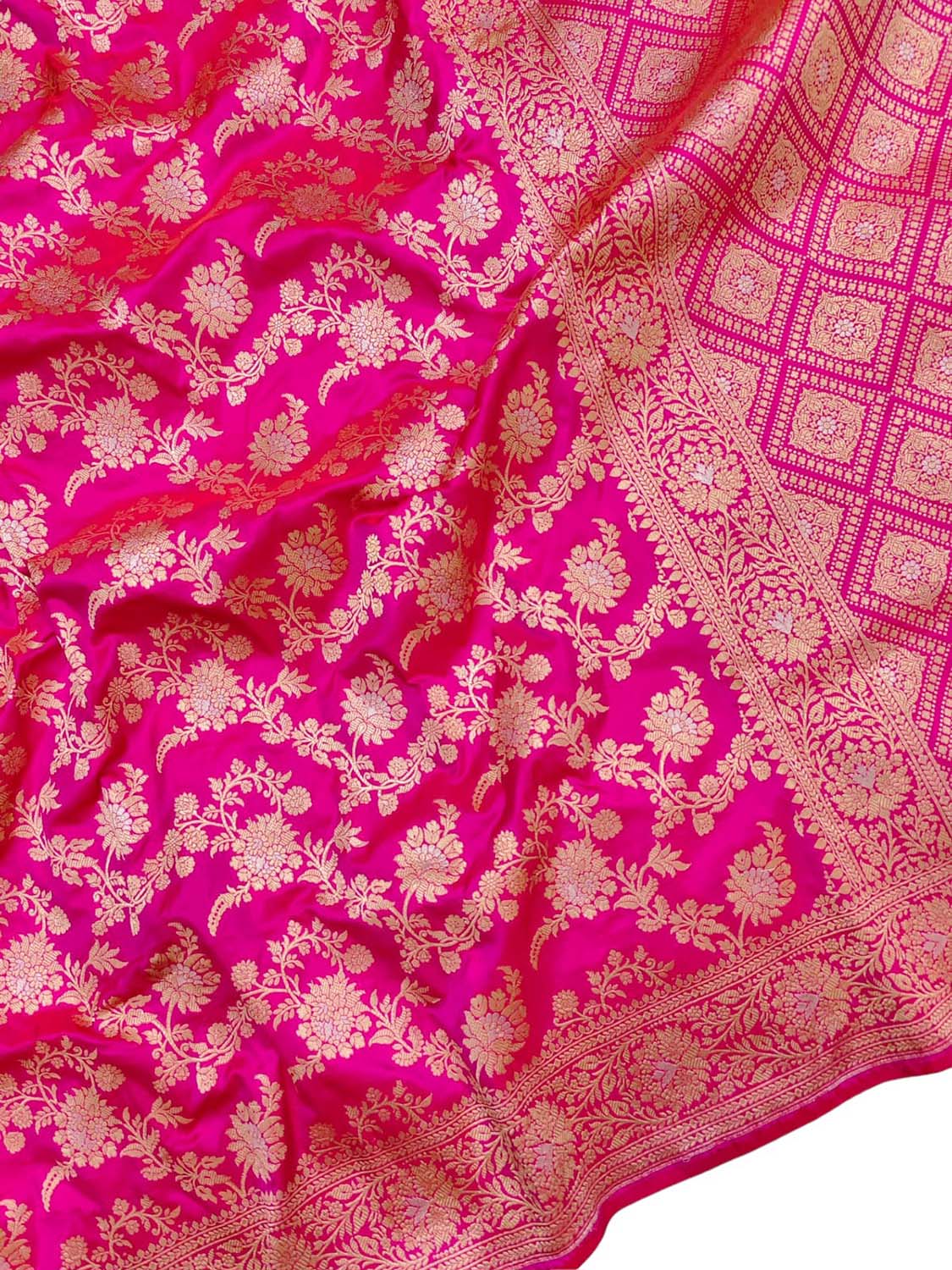 Pink Handloom Banarasi Pure Katan Silk Saree - Luxurion World