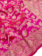 Pink Handloom Banarasi Pure Katan Silk Saree - Luxurion World