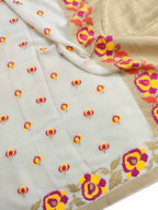 Dyeable Banarasi Handloom Pure Georgette Meenakari Saree - Luxurion World