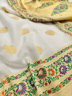 Dyeable Banarasi Handloom Pure Georgette Meenakari Saree - Luxurion World