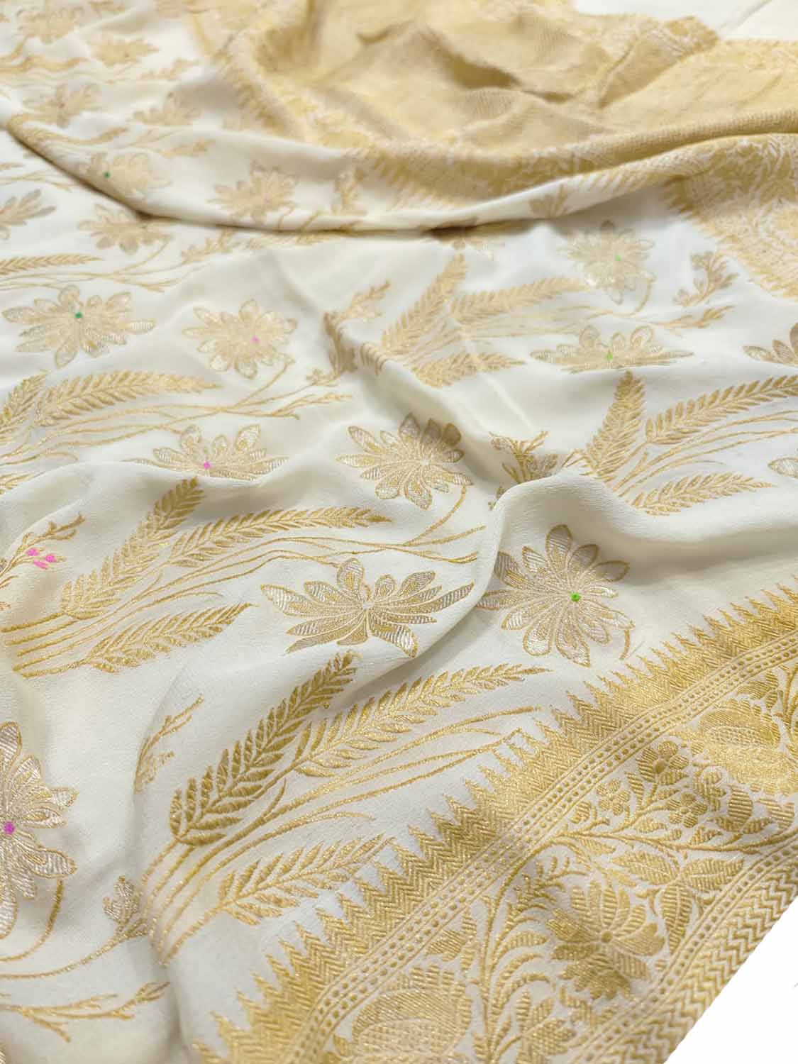 Dyeable Banarasi Handloom Pure Georgette Saree - Luxurion World