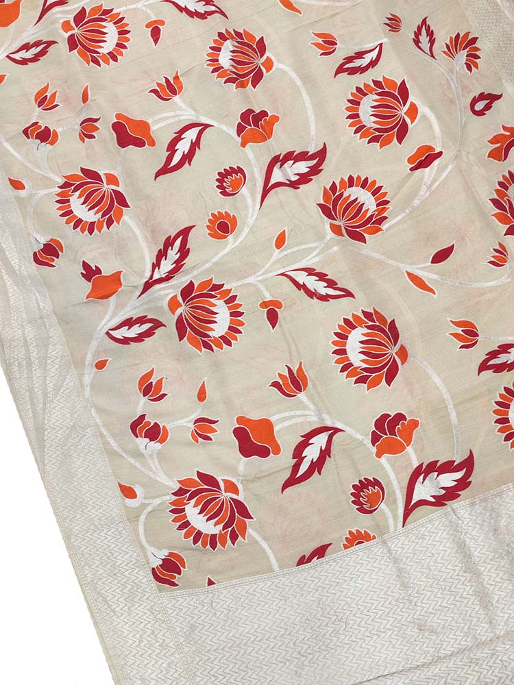 Dyeable Banarasi Handloom Pure Tussar Georgette Meenakari Saree - Luxurion World