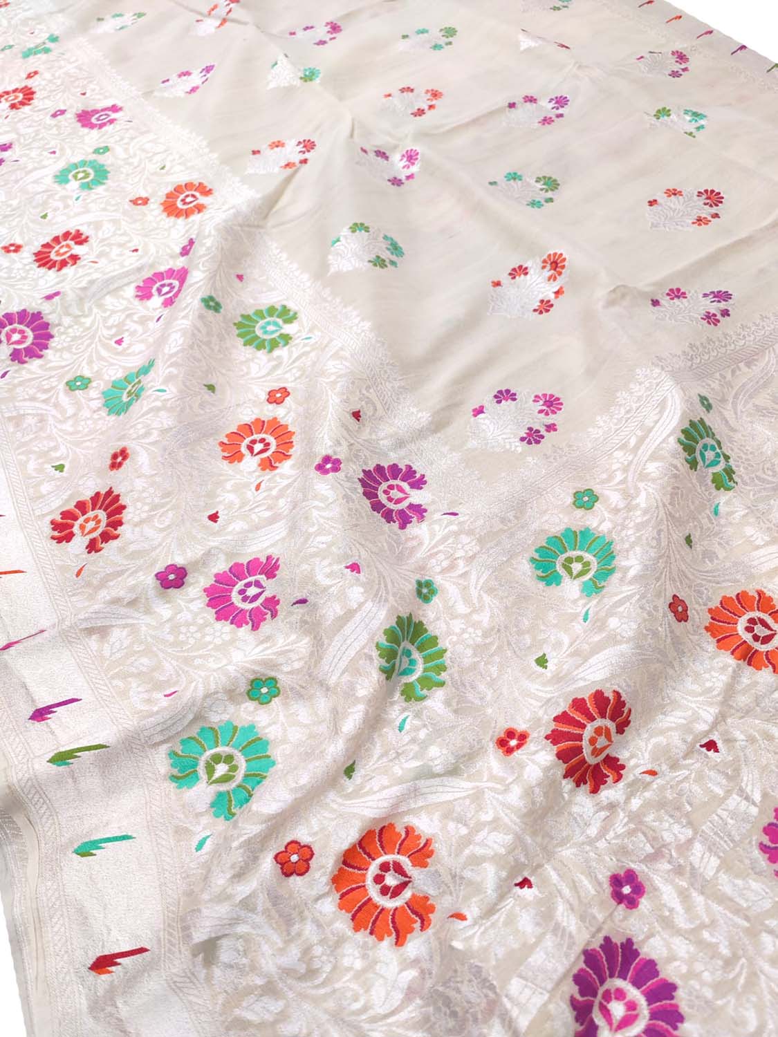 Dyeable Banarasi Handloom Pure Tussar Georgette Meenakari Saree - Luxurion World