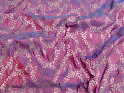 Purple Shot Banarasi Handloom Pure Katan Silk Saree - Luxurion World