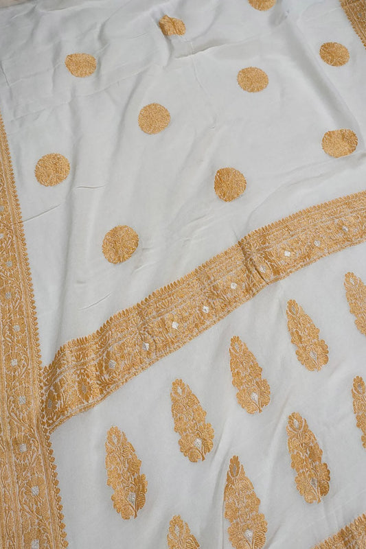 Dazzling Dyeable Banarasi Handloom Georgette Saree: Pure Elegance - Luxurion World