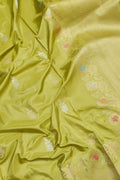 Green Banarasi Handloom Pure Katan Silk Kadwa Meenakari Saree - Luxurion World