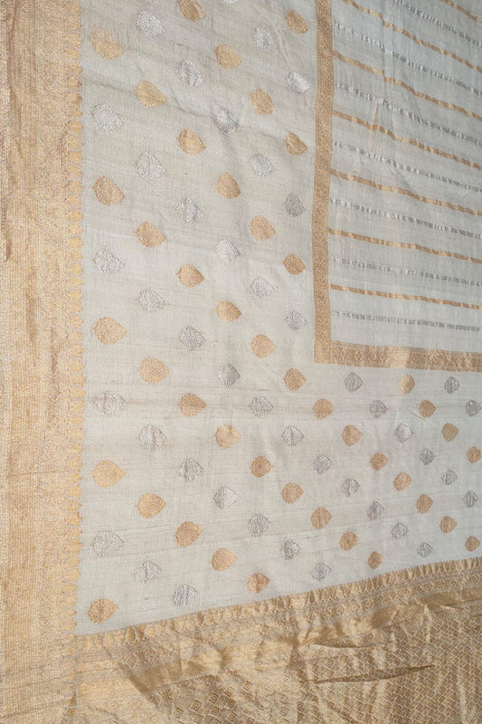 Dyeable Banarasi Handloom Pure Tussar Georgette Saree - Luxurion World