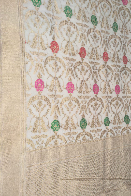 Dyeable Banarasi Handloom Pure Tussar Georgette Meenakari Saree - Luxurion World