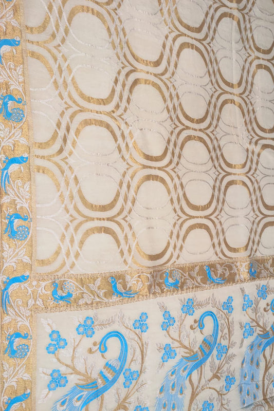 Dyeable Banarasi Handloom Pure Tussar Georgette Meenakari Saree - Luxurion World