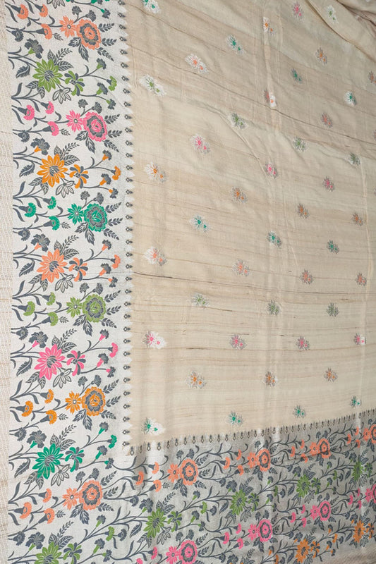 Dyeable Banarasi Handloom Pure Tussar Georgette Meenakari Saree - Luxurion World