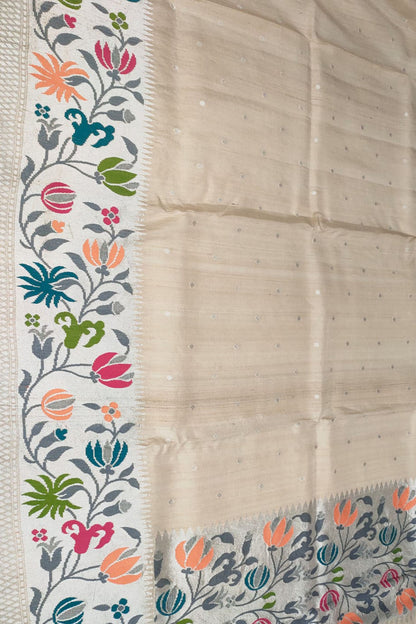 Dyeable Banarasi Handloom Pure Tussar Georgette Meenakari Saree - Luxurion World