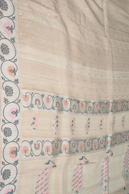 Dyeable Banarasi Handloom Pure Tussar Georgette Saree - Luxurion World