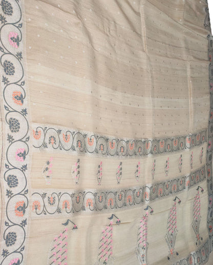 Dyeable Banarasi Handloom Pure Tussar Georgette Saree - Luxurion World