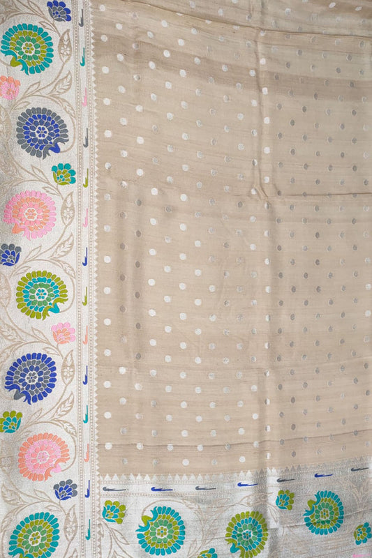Dyeable Banarasi Handloom Pure Tussar Georgette Meenakari Saree - Luxurion World