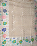 Dyeable Banarasi Handloom Pure Tussar Georgette Meenakari Saree - Luxurion World