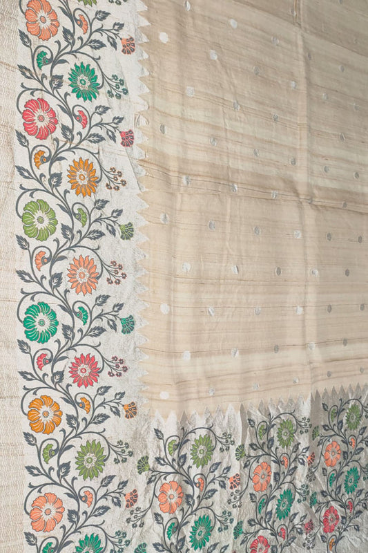 Dyeable Banarasi Handloom Pure Tussar Georgette Meenakari Saree - Luxurion World