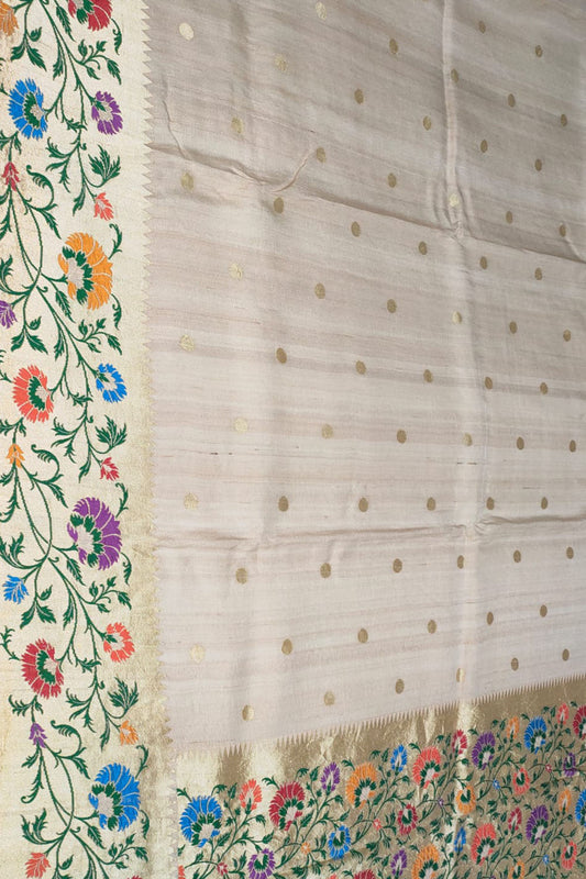 Dyeable Banarasi Handloom Pure Tussar Georgette Meenakari Saree - Luxurion World