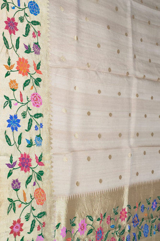 Dyeable Banarasi Handloom Pure Tussar Georgette Meenakari Saree - Luxurion World