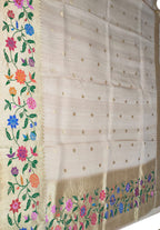 Dyeable Banarasi Handloom Pure Tussar Georgette Meenakari Saree - Luxurion World