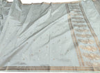 Grey Banarasi Handloom Pure Katan Silk Saree - Luxurion World
