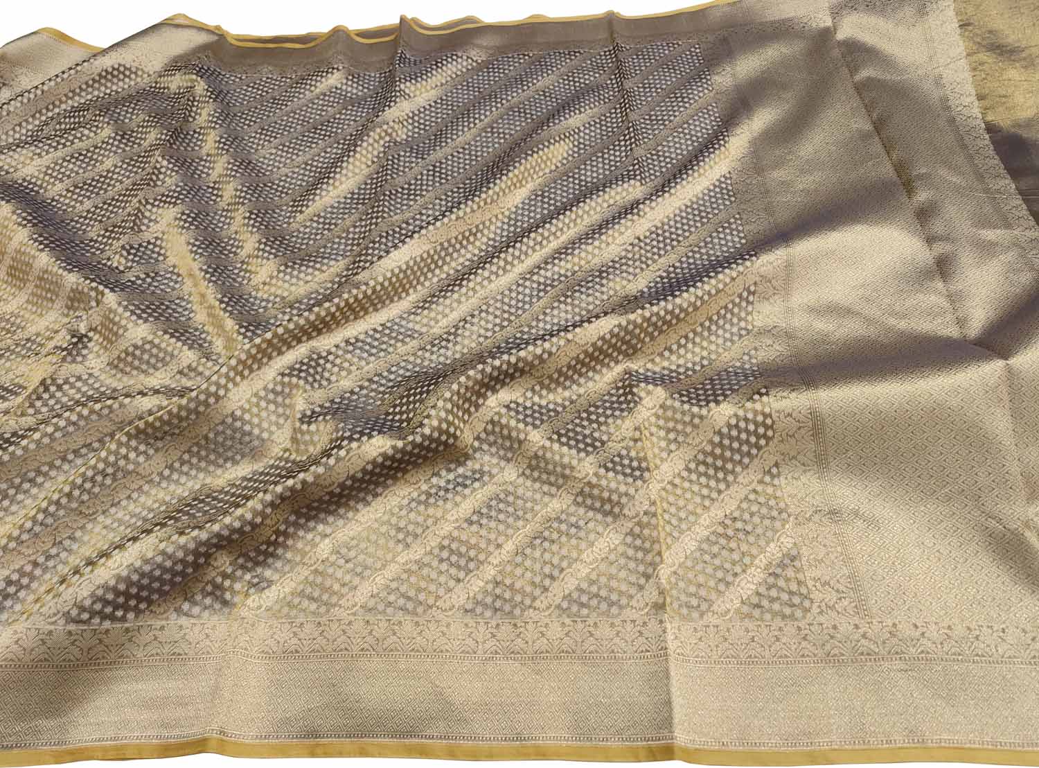 Black And Golden Banarasi Handloom Soft Tissue Silk Saree - Luxurion World