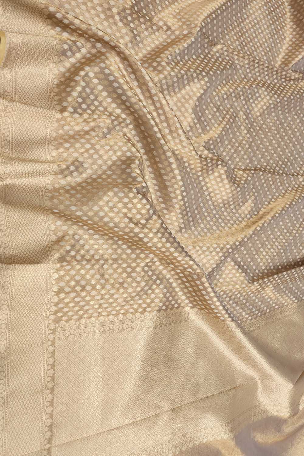 Pastel Banarasi Handloom Soft Tissue Silk Saree - Luxurion World