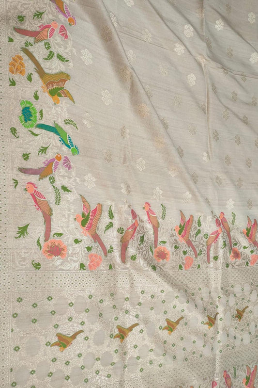 Dazzling Dyeable Handloom Banarasi Tussar Silk Meenakari Saree - Luxurion World