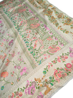 Dazzling Dyeable Handloom Banarasi Tussar Silk Meenakari Saree - Luxurion World
