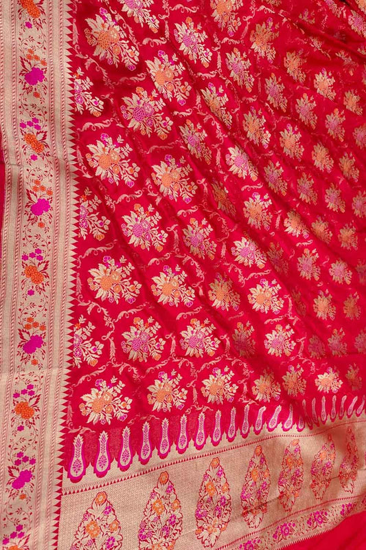 Exquisite Red Banarasi Handloom Katan Silk Saree
