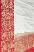 Elegant Off White Banarasi Handloom Silk Saree - Luxurion World