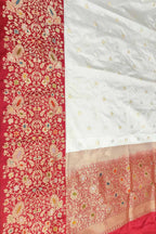 Elegant Off White Banarasi Handloom Silk Saree - Luxurion World