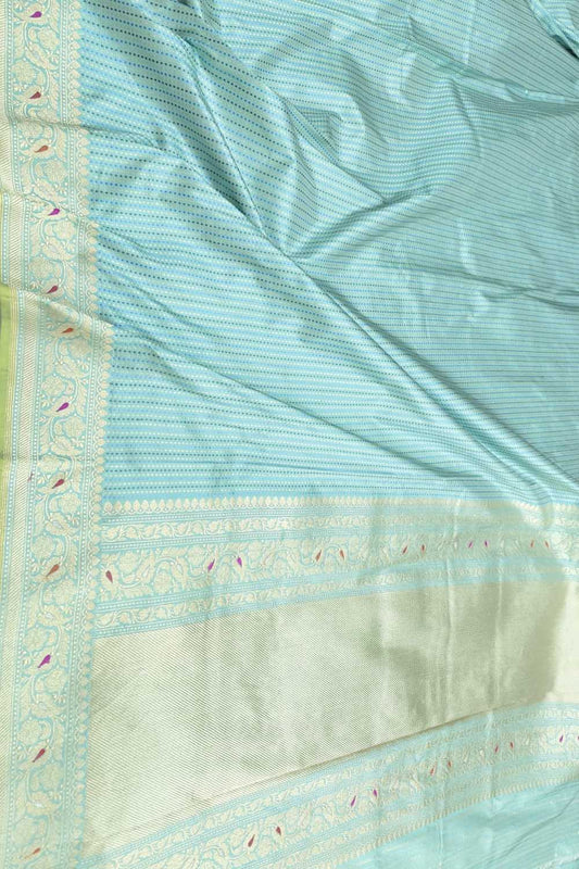 Exquisite Blue Banarasi Handloom Katan Silk Saree - Luxurion World