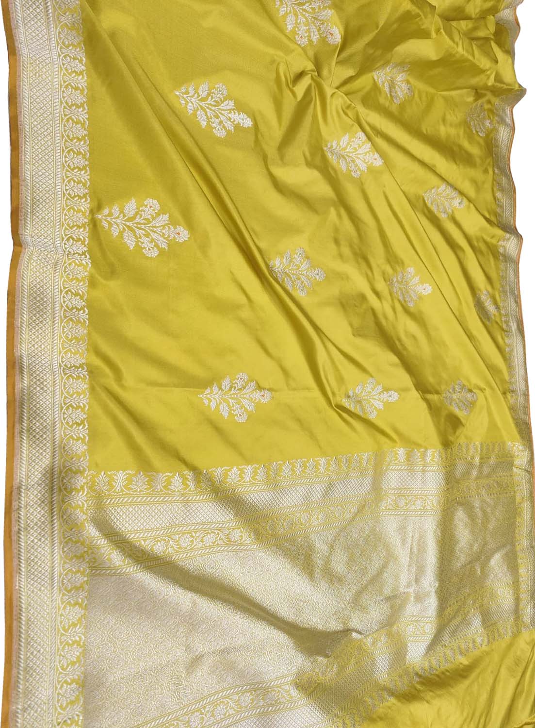 Yellow Banarasi Handloom Katan Silk Saree - Pure Elegance - Luxurion World