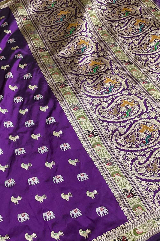 Exquisite Purple Banarasi Katan Silk Saree