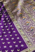 Exquisite Purple Banarasi Katan Silk Saree - Luxurion World