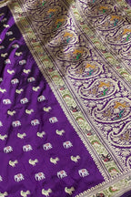 Exquisite Purple Banarasi Katan Silk Saree - Luxurion World