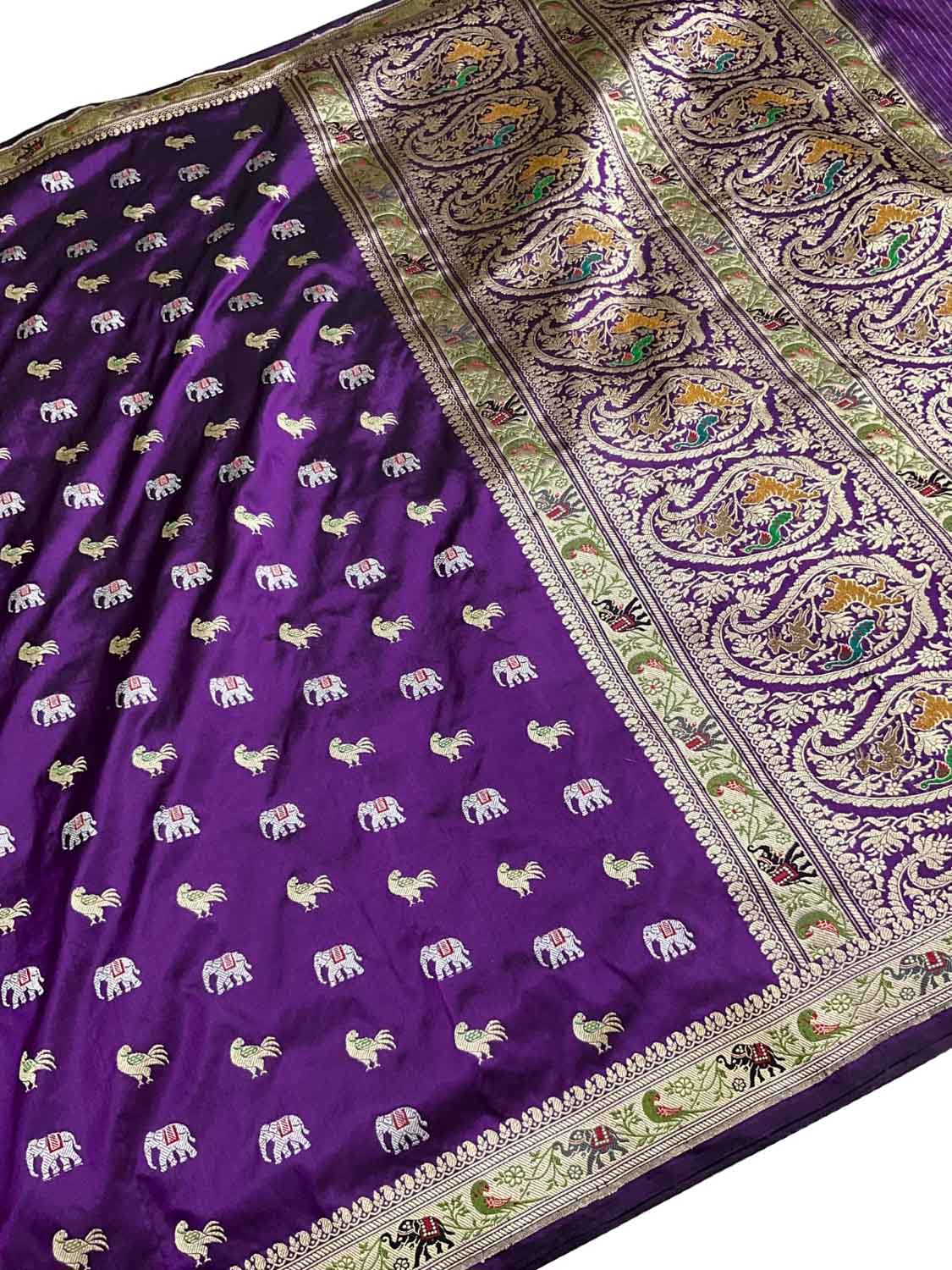 Exquisite Purple Banarasi Katan Silk Saree - Luxurion World