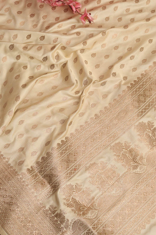 Dyeable Banarasi Handloom Pure Satin Silk Saree - Luxurion World