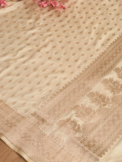 Dyeable Banarasi Handloom Pure Satin Silk Saree - Luxurion World