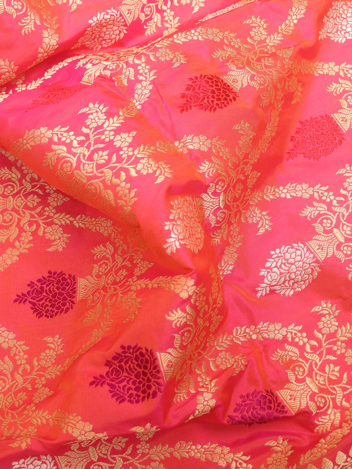 Pink Banarasi Handloom Pure Katan Silk Saree - Luxurion World